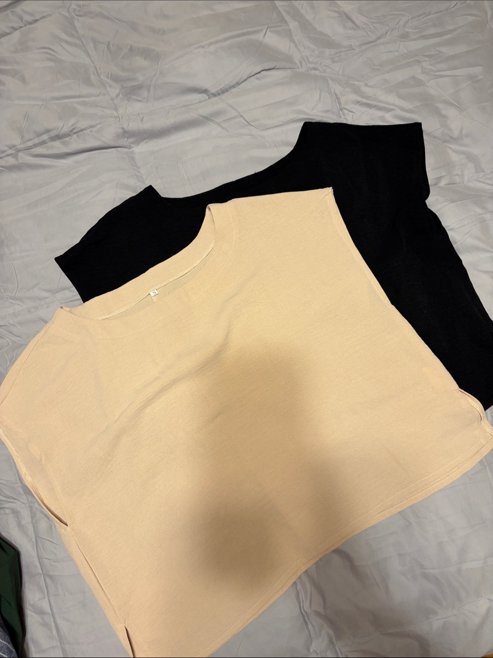 Crop Boxy Tee Set - Beige & Black